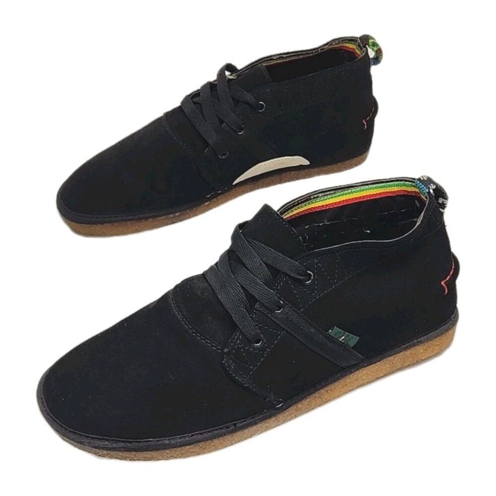 Bob Marley Shoe One Love Rasta Black Suede Men Sz 10 Ankle Chukka NEW
